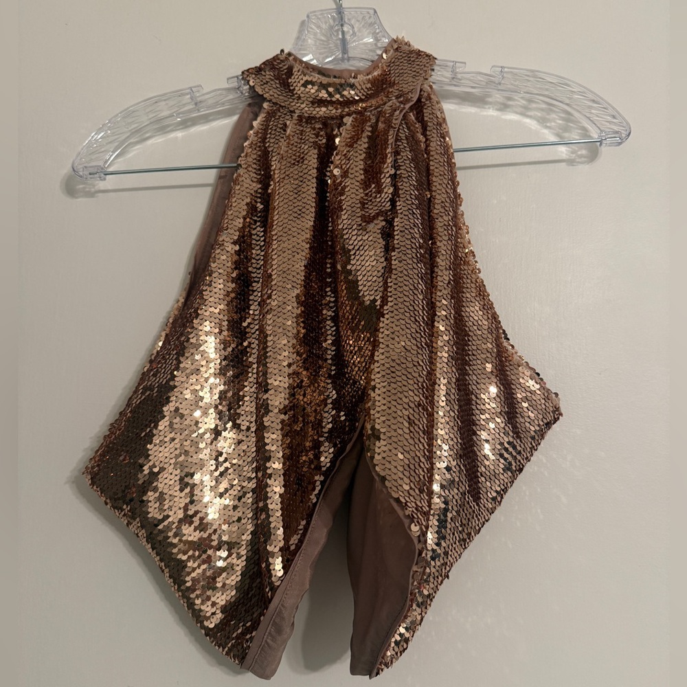 ASOS Rose Gold Sequin Drape Top size 4